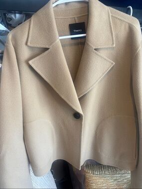 Theory Camel Wool-Cashmere Short Coat